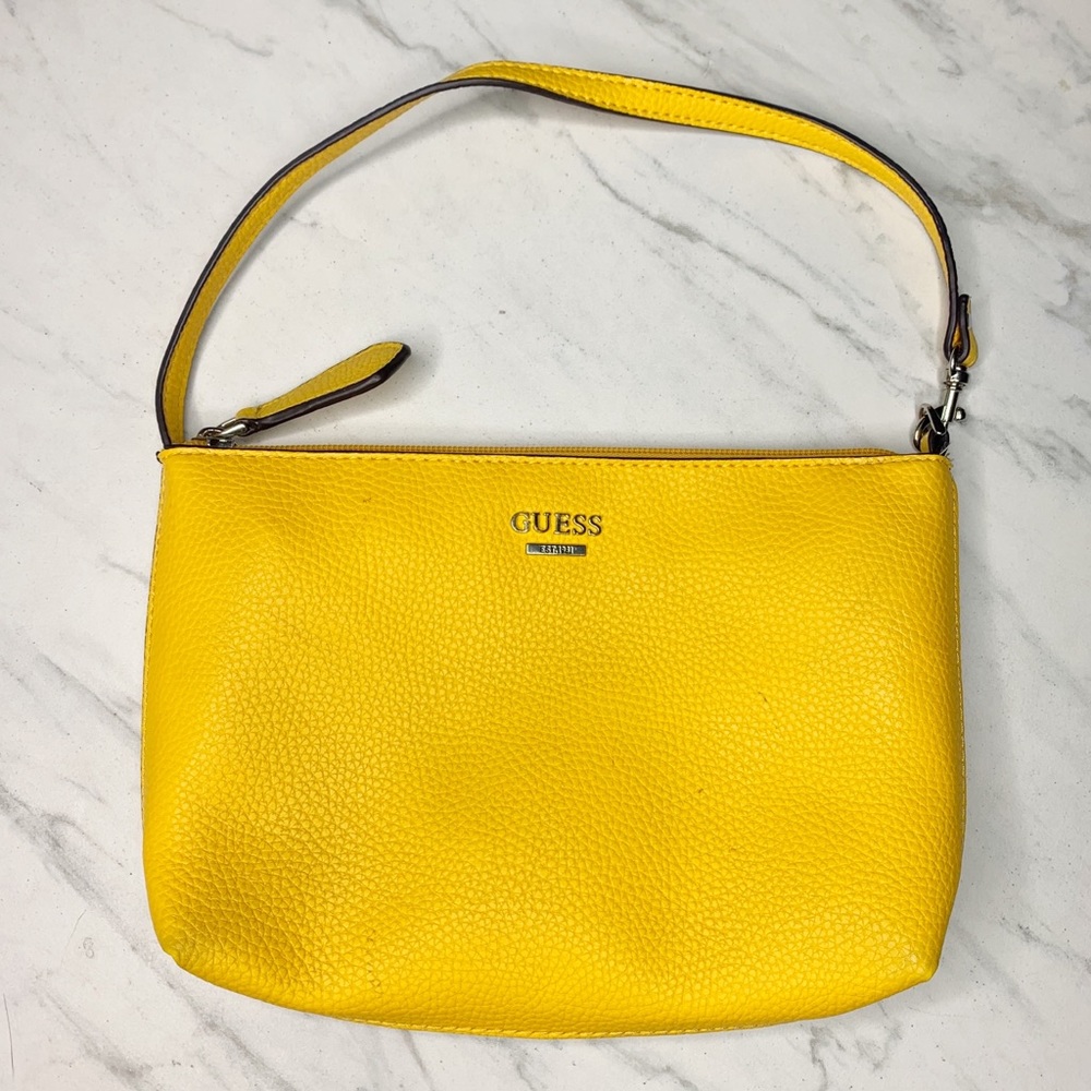 GUESS Yellow Leather Wristlet Clutch